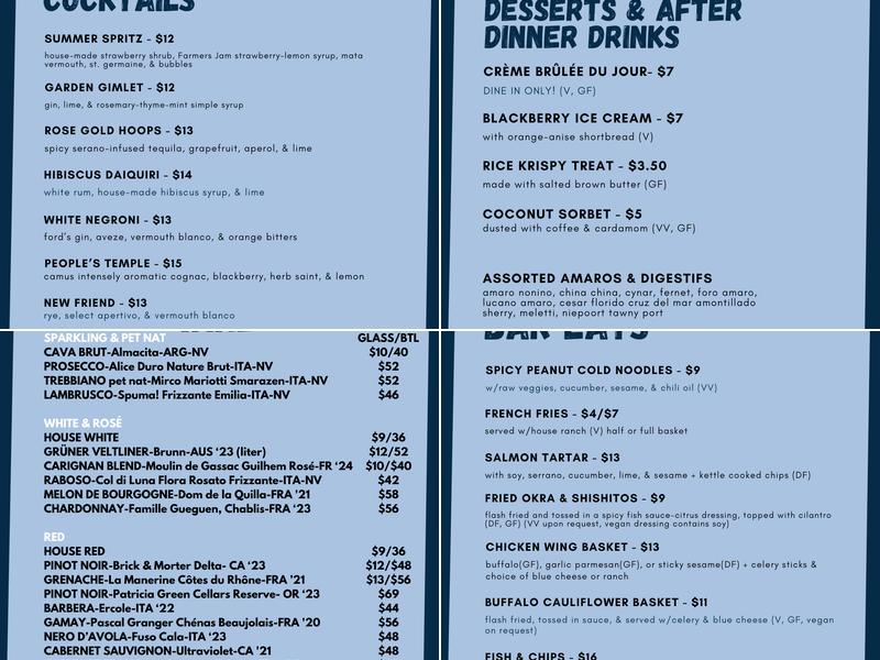 Poor Hendrix Menu