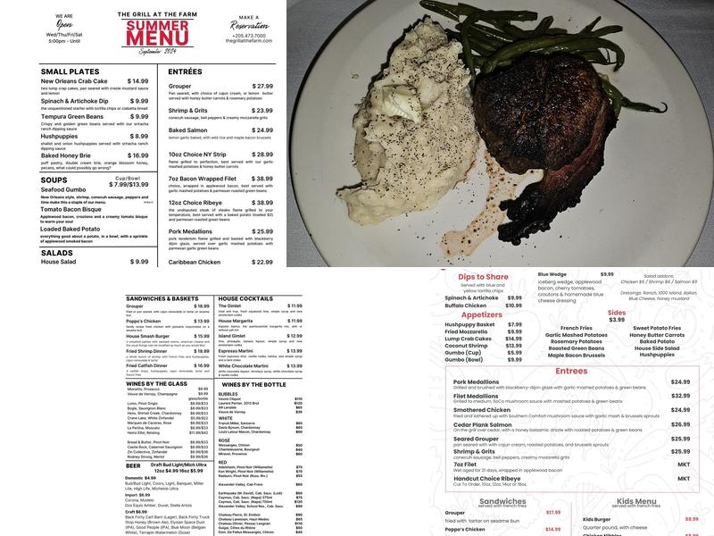 The Grill at The Farm Menu