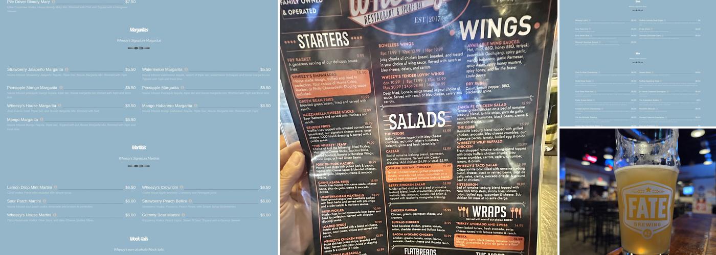 Wheezys Grill and Sportsbar Menu