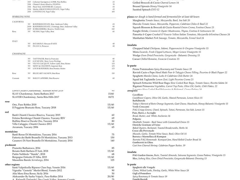 Il Garage Restaurant Menu