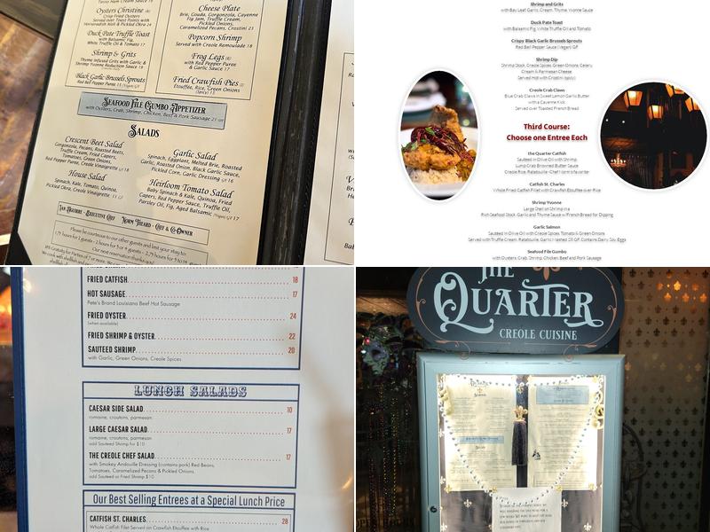 The Quarter Creole Cuisine Menu