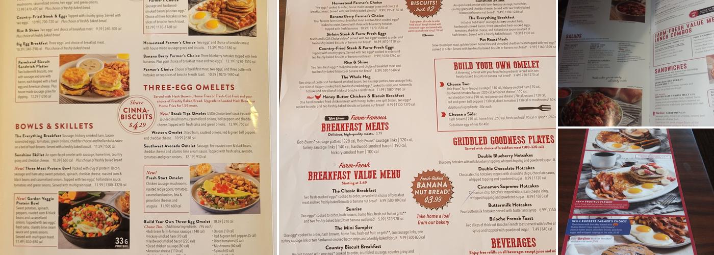 Bob Evans Menu