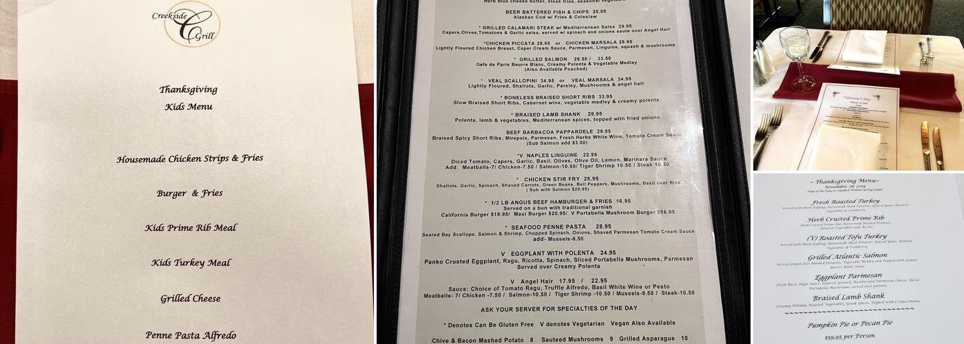 Creekside Grill Menu