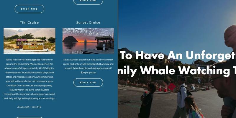 Lost Isle Adventures Harbor Tours & Whale Watching Menu