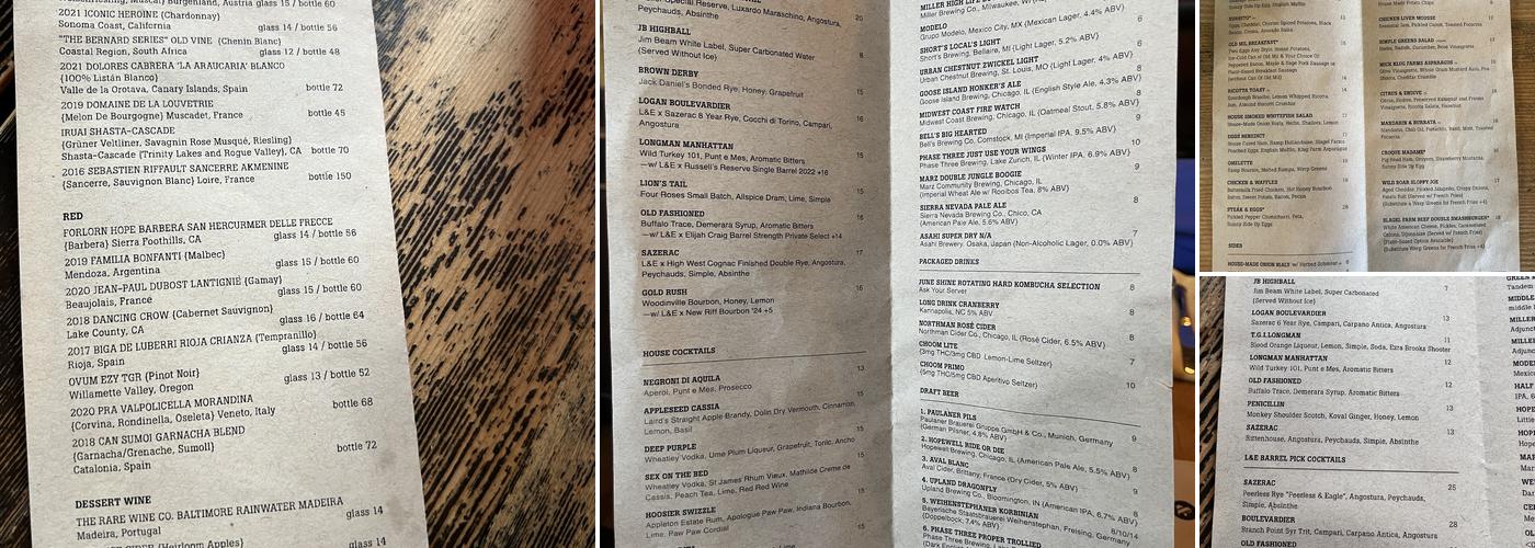 Longman & Eagle Menu