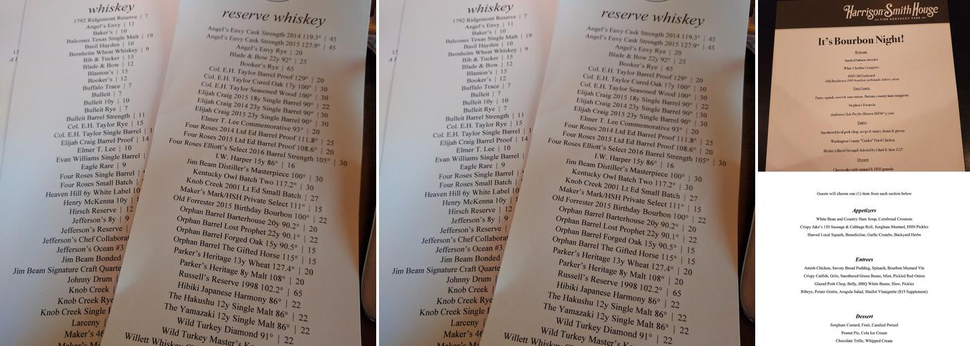 Harrison-Smith House Menu