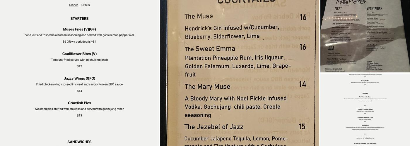 Three Muses Menu