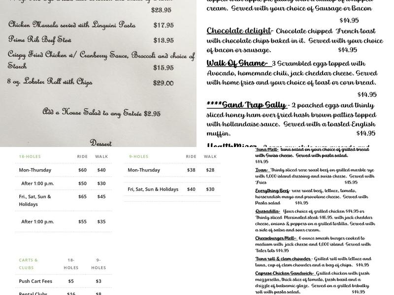 Valley Grille Menu