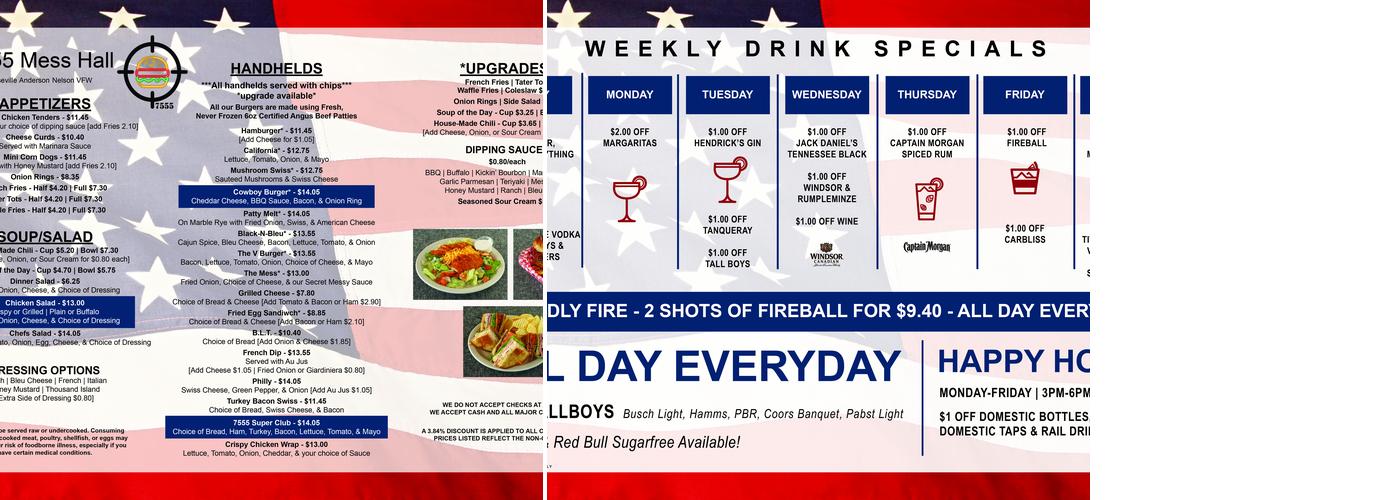 VFW Menu