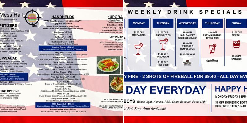 VFW Menu