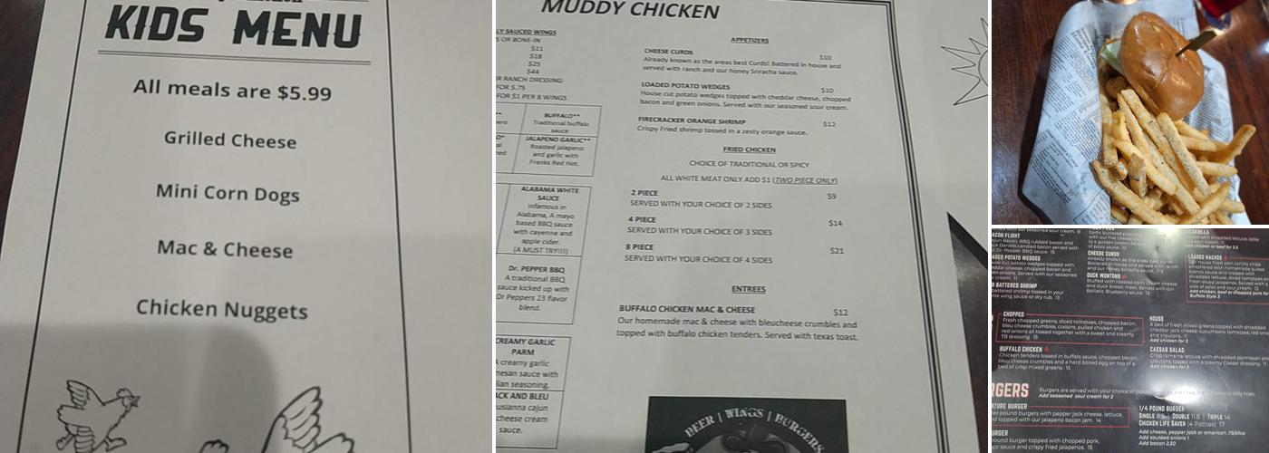 Muddy Chicken Menu