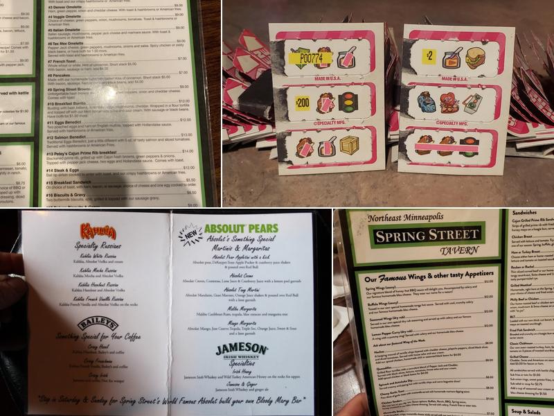 Spring Street Tavern Menu