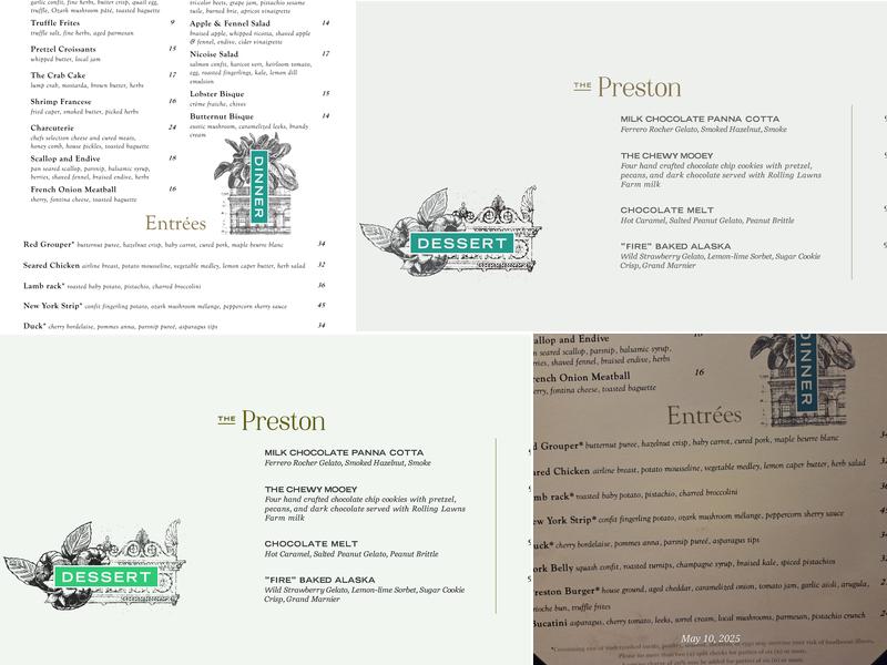 The Preston Menu