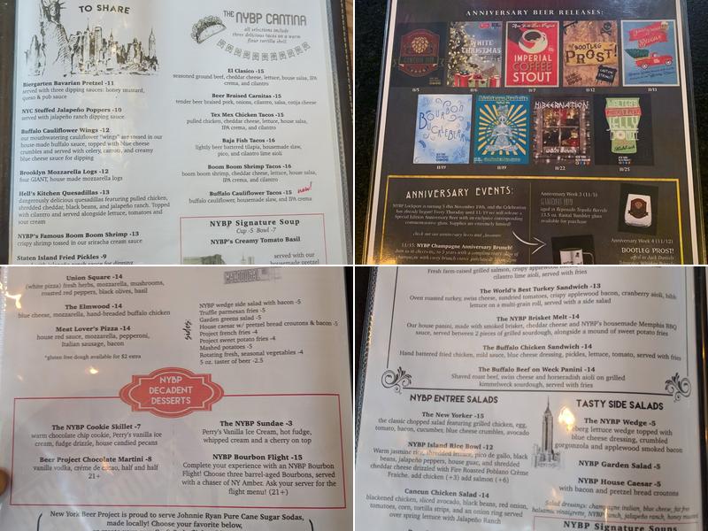 New York Beer Project Menu