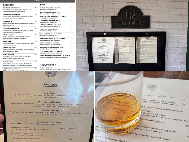 The Portrait Gallery Restaurant Menu