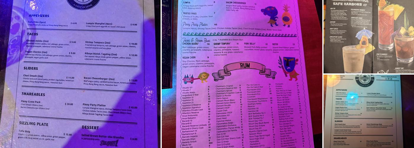 Porco Lounge & Tiki Room Menu