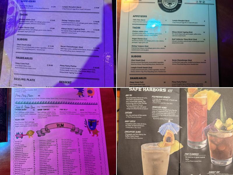 Porco Lounge & Tiki Room Menu