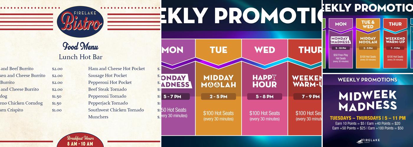 FireLake Casino and Entertainment Center Menu