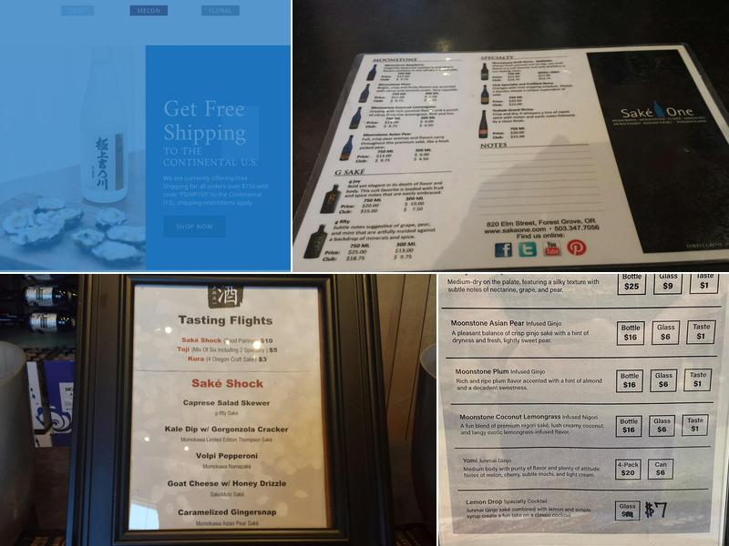 SakéOne Menu