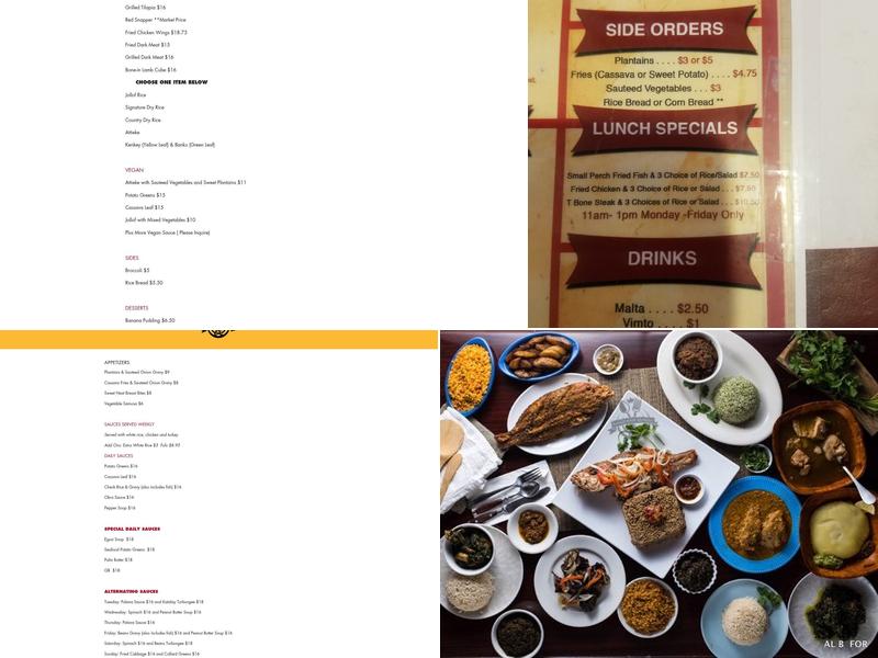 Kings and Queens Liberian Cuisine Menu