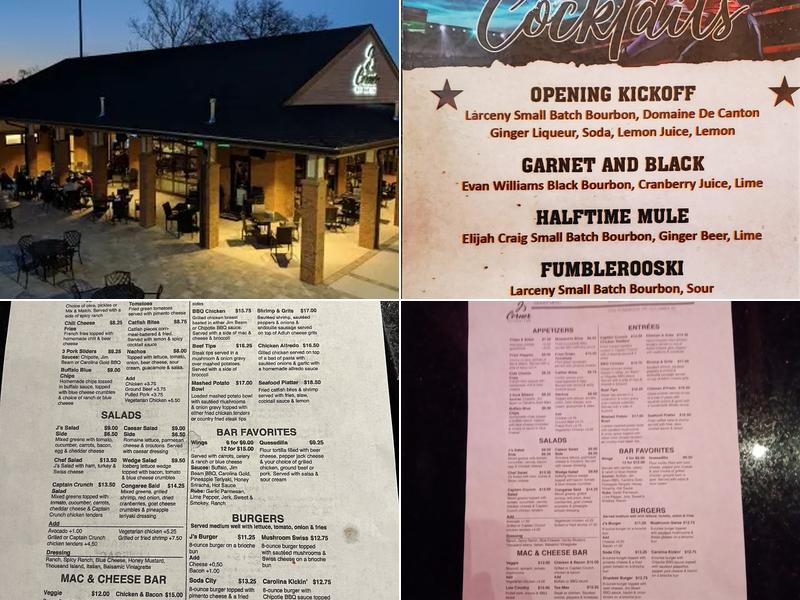 J's Corner Restaurant & Bar Menu