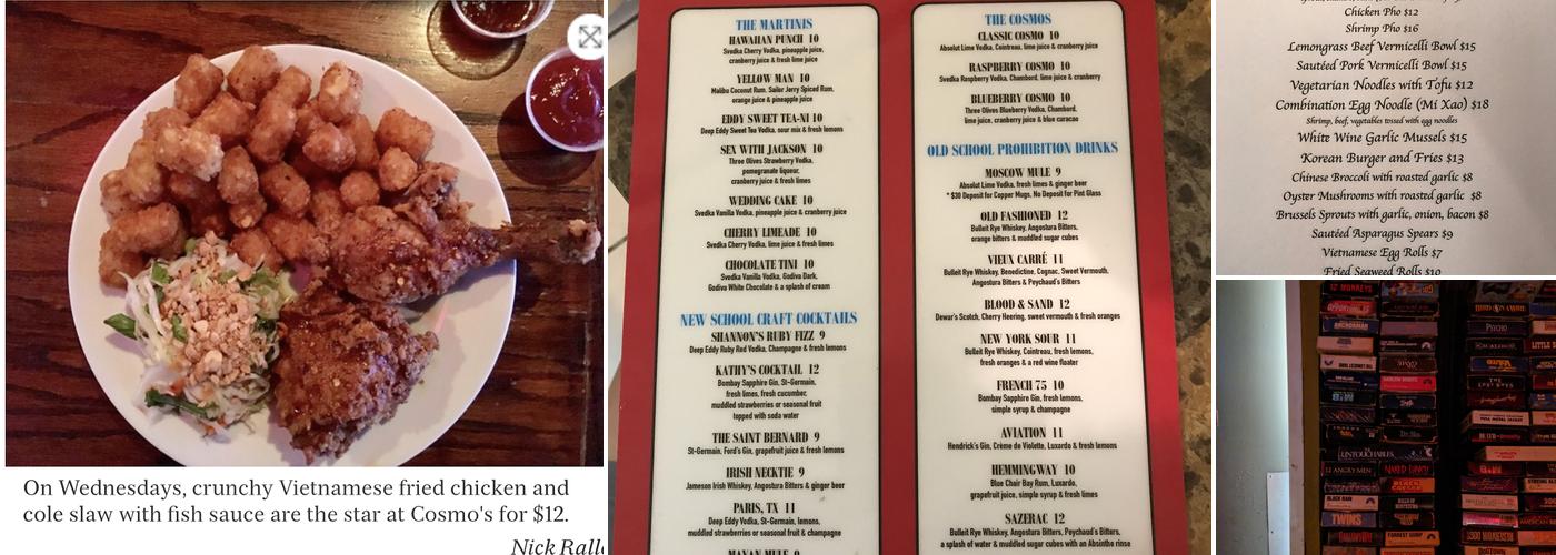 Cosmo's Menu