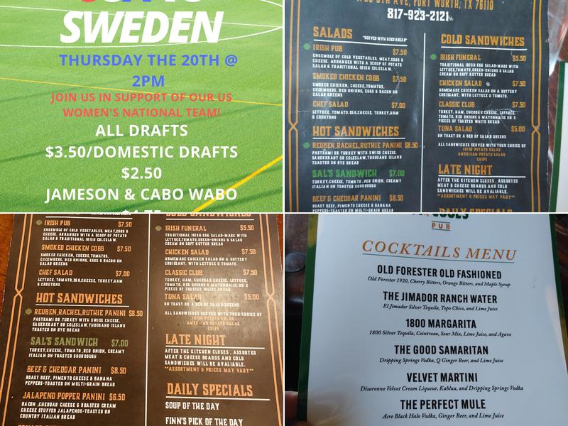 Finn MacCool's Pub Menu