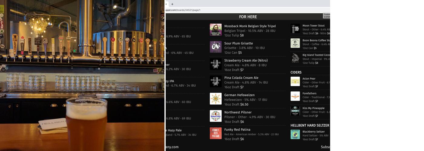 Hellbent Brewing Company Menu