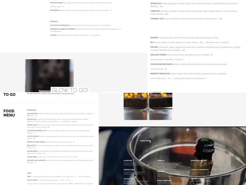 Glow Martini Lounge Menu