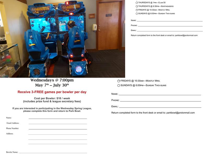 Park Bowl / Splitz Grille Menu