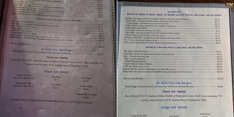 Tower Inn Menu