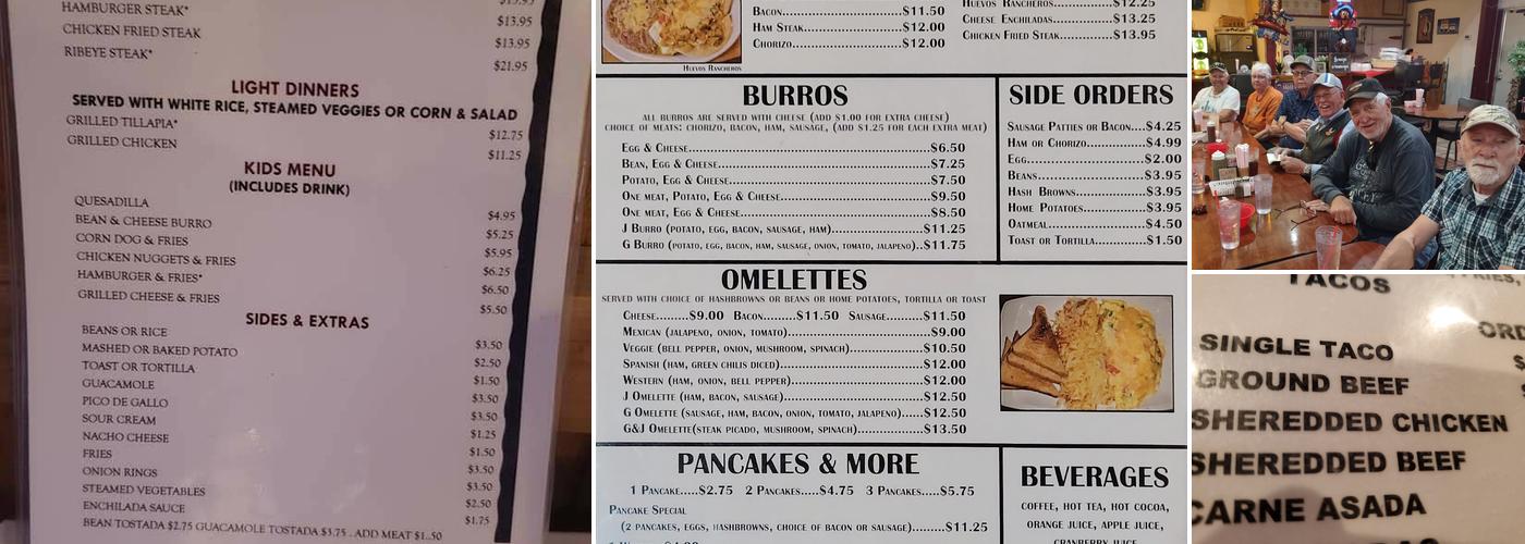 G.j. restaurant Bar&Grill Menu