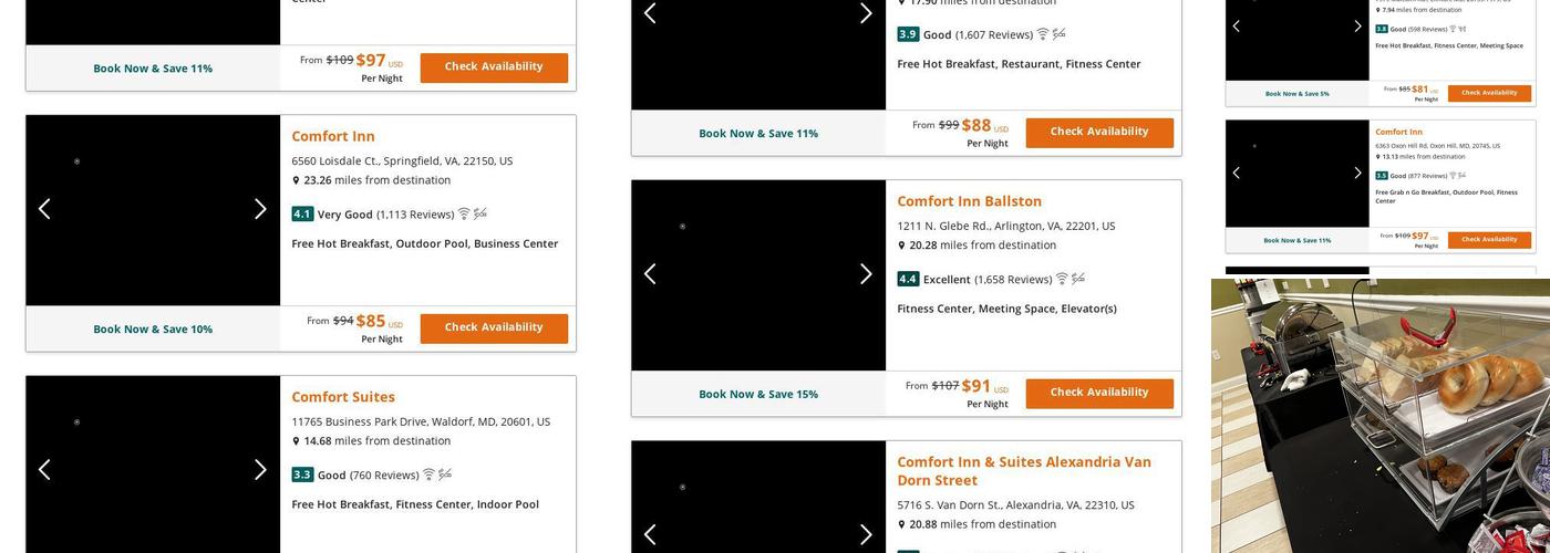 Comfort Inn Largo-Washington DC East Menu