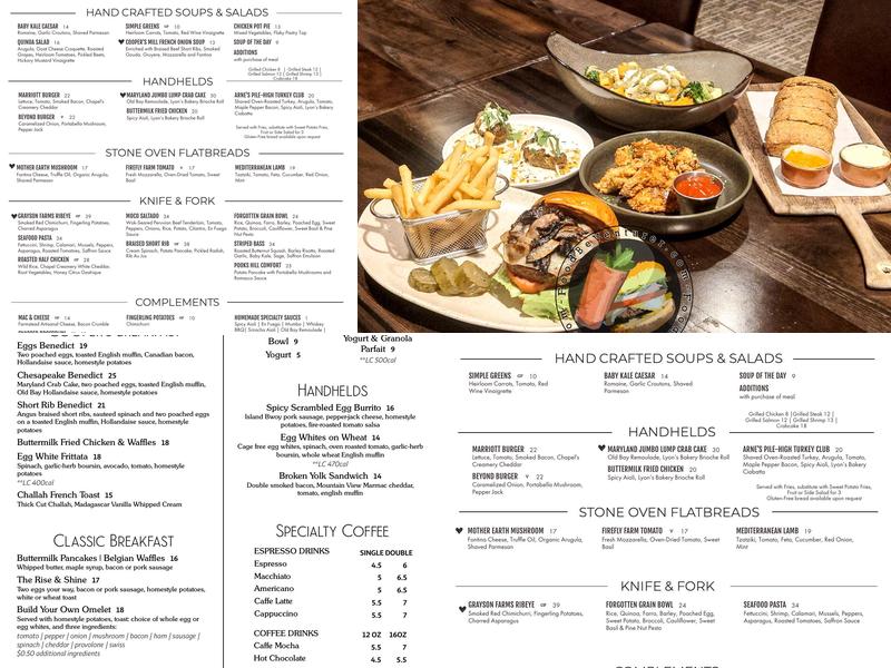 Cooper's Mill Menu