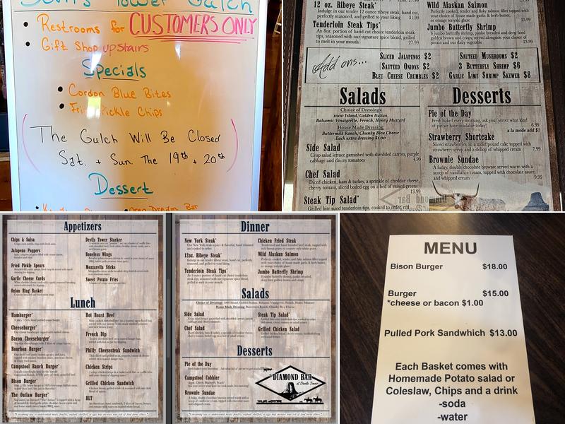 The Diamond Bar at Devils Tower Menu
