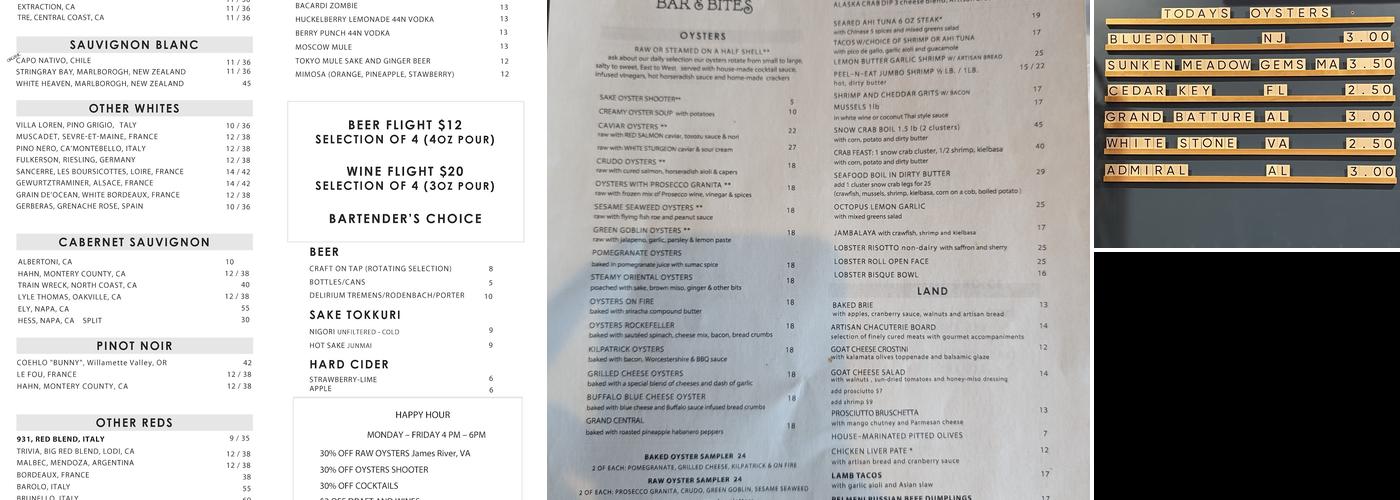 Wine 4 Oysters Bar & Bites Menu