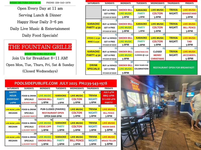 The Poolside PUB Menu
