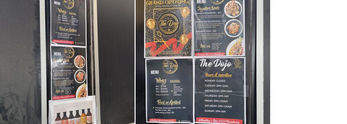 Bentley's Bar Menu