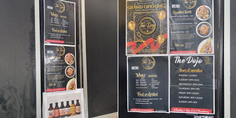 Bentley's Bar Menu