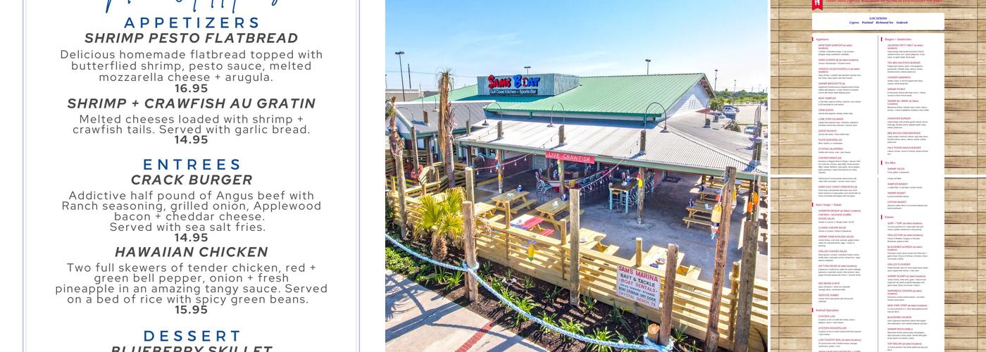 Sam's Boat Pearland Menu