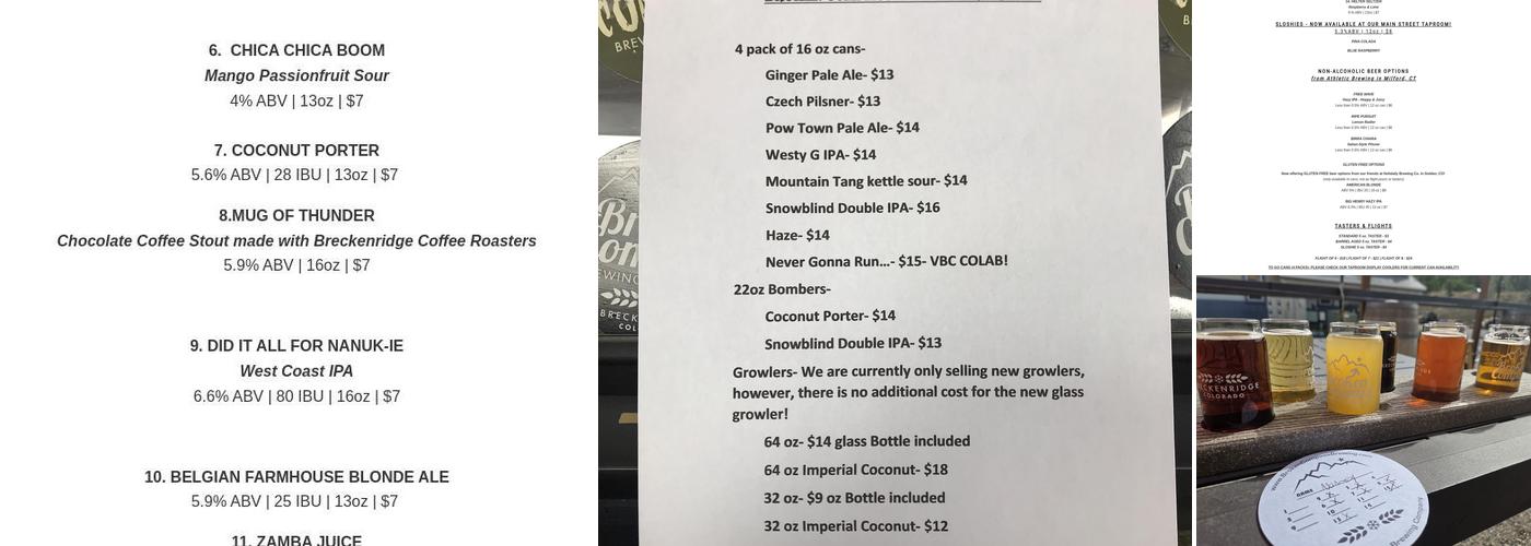 Broken Compass Brewing Menu