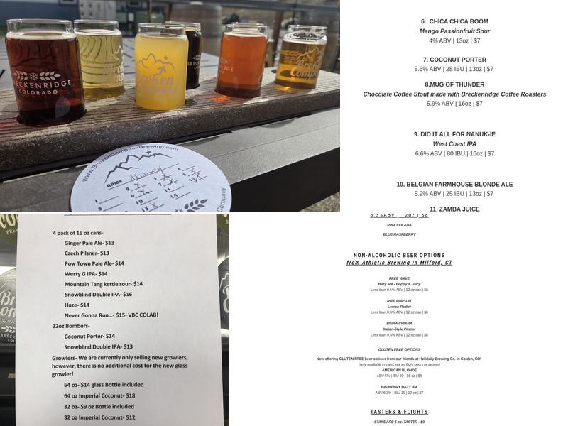 Broken Compass Brewing Menu