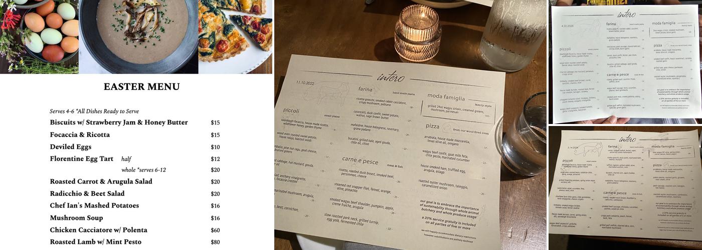 Intero Restaurant Menu