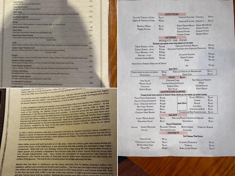 Apache Pass Event Center Menu