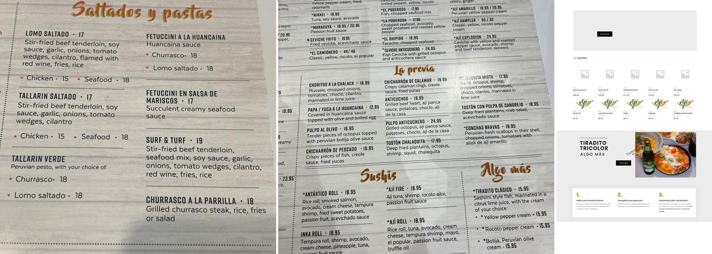 Ají Ceviche Bar Menu
