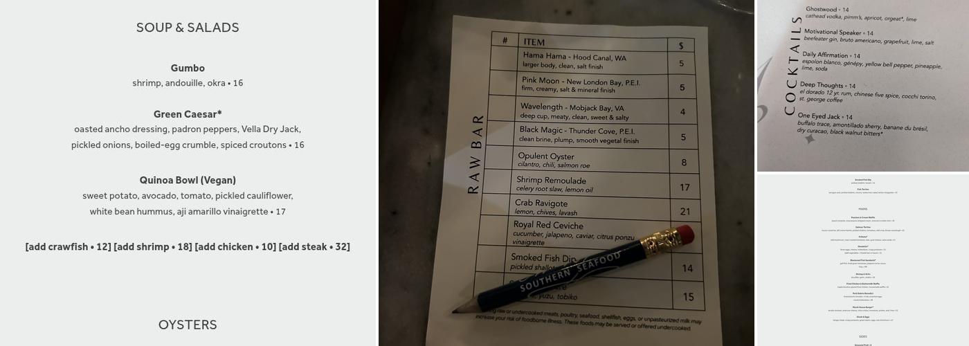 Marsh House Menu