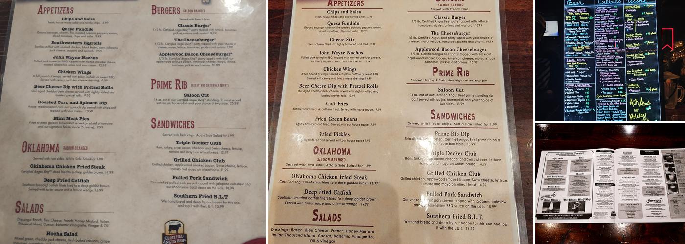 Hochatown Saloon Menu