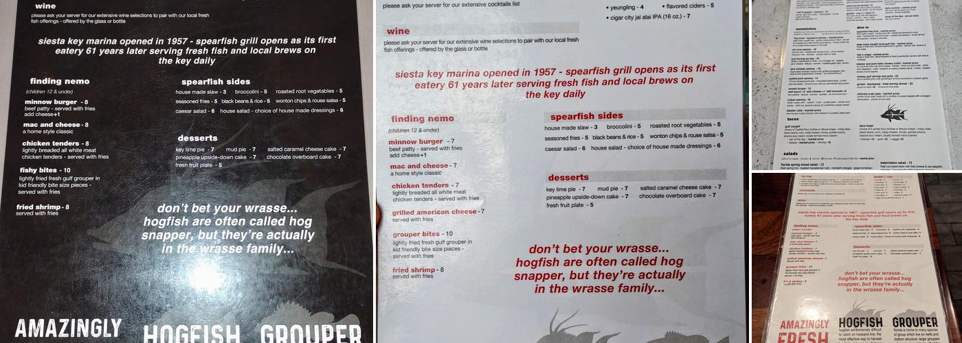 SPEARFISH GRILLE Menu