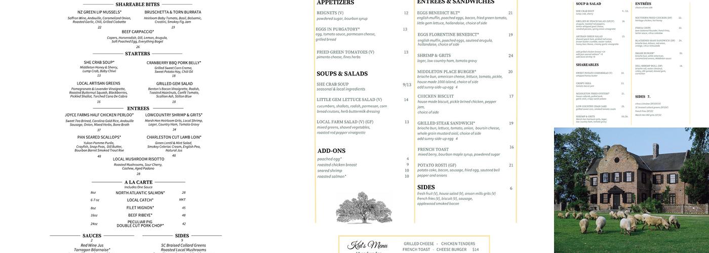 Middleton Place Menu