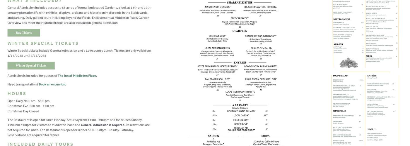 Middleton Place Menu